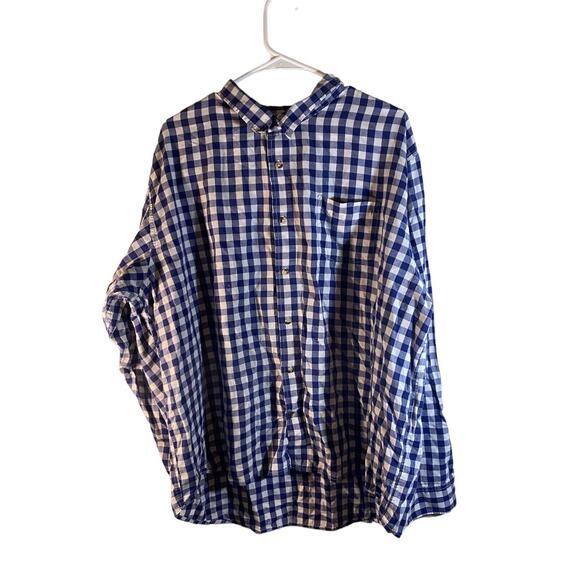 Wrangler Mens M Shirt Flannel Blue Plaid Button Up Pockets Long Sleeve 3XL - Picture 1 of 6